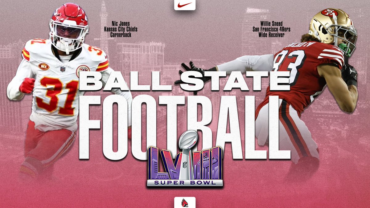 FIRST TIME 2⃣ Ball State players will appear on Super Bowl rosters in the same game!

🏈 <a href="/Showout_NJ/">Nic Jones</a> &amp; @Willie_Snead4G are the 5th &amp; 6th former Cardinals ever to appear on Super Bowl teams
🏈 Jones &amp; Snead are the first former Cards on SB teams since Brad Maynard in 2007
🏈 Cards