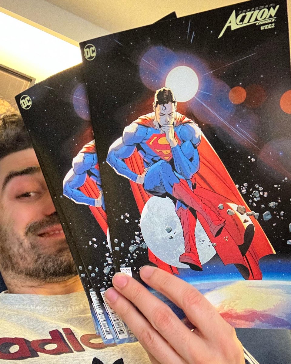 Finally in my hands, ACTION COMICS #1062 variant cover! Out next week, hope u like it, friends!! #superman After master CARLOS PACHECO classic Superman cover :) ❤️ amazing colors by @tmorey 🙌🔥