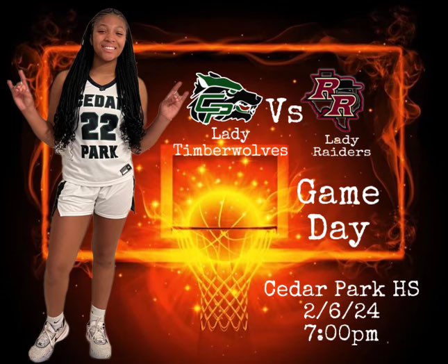 JaylaGreen2026's tweet photo. Last District Game! 🐺🏀☄️
Cedar Park vs Rouse High School
📍 Location: Cedar Park High School
⏰ Time: 7:00pm
LETS GO  LADY TIMBERWOLVES!🔥 #timberwolves #sports #leanderisd #CPGBB #TXHSGBB #classof2026 #cedarpark #basketball #ballislife #Rousegirlsbball #cederparkhighschool #CPProud @WomensHoops_USA  @CoachSchollNCSA @NCSAwbb
