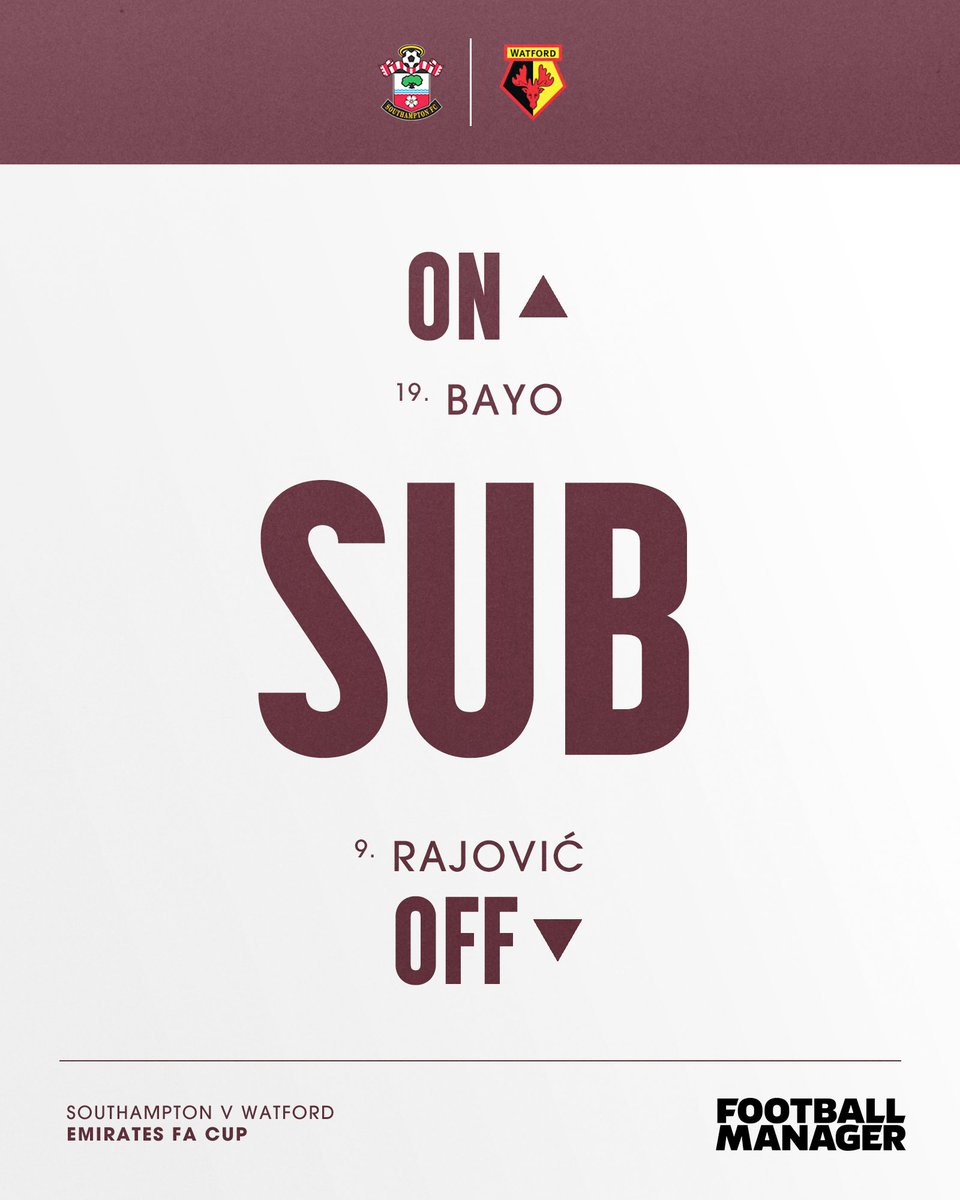 A substitution up top.

⏱ 69’
🔴 2-0 🐝

#WatfordFC