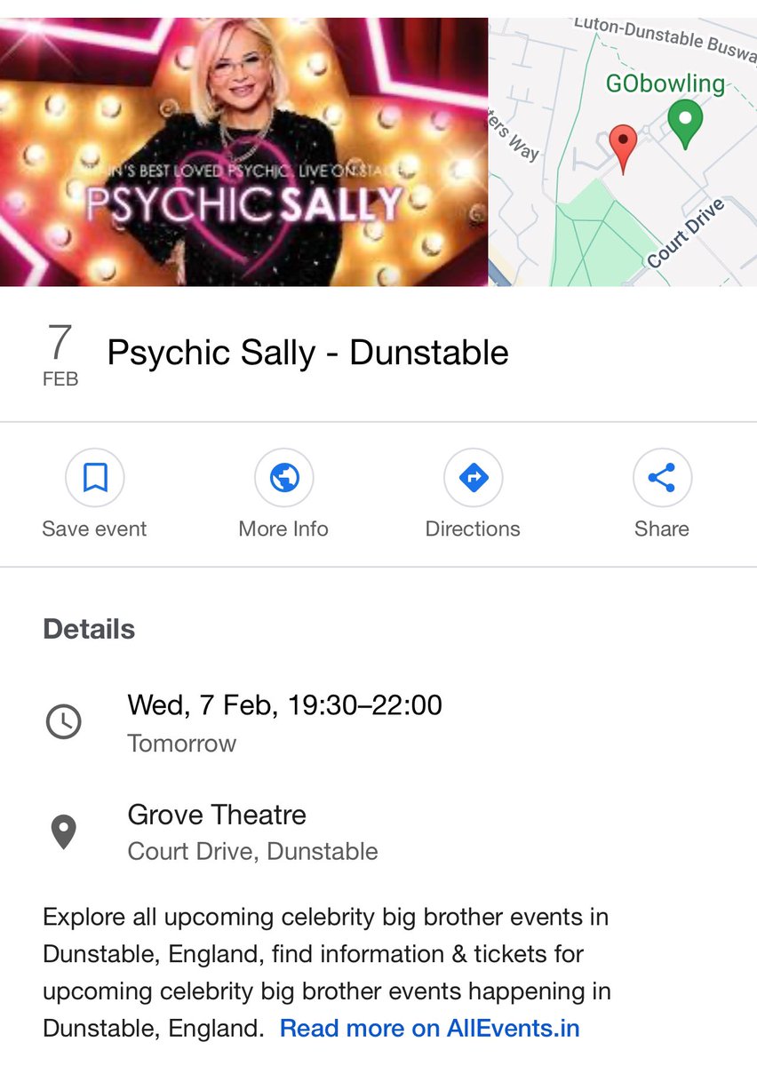 Selling 3x tickets for tommorow night (Wednesday 7th Feb) for Psychic Sally at the Grove Theatre in Dunstable!💖 if your interested drop me a message x