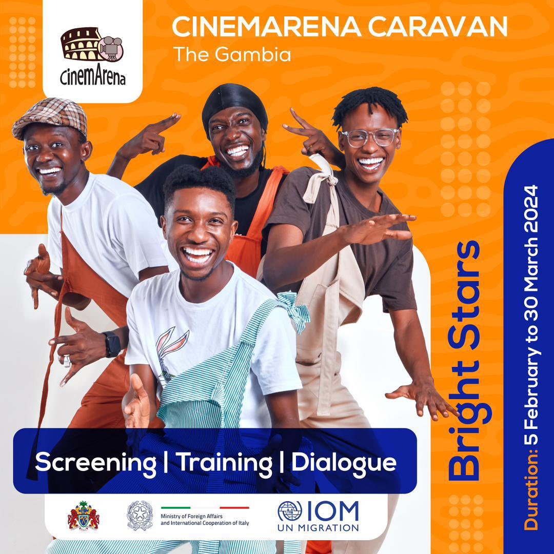 The CinemArena 2024 caravan starts today! Courtesy of @IOMGambia, today we embark on another nationwide tour centred on irregular migration to discuss the risks and socioeconomic opportunities as alternatives through music, film and dialogue. #CinemArena