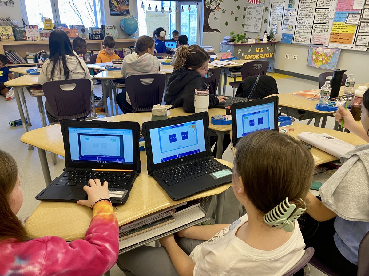 isntitabouttime's tweet photo. Students use logic and reasoning skills to determine which result is greater when multiplying or dividing within 100. Compare activities @IllustrateMath allow students to compete with a partner or the computer. #BeWES @MilfordSchools 🤔💡👍 https://t.co/rhqu4msFUo