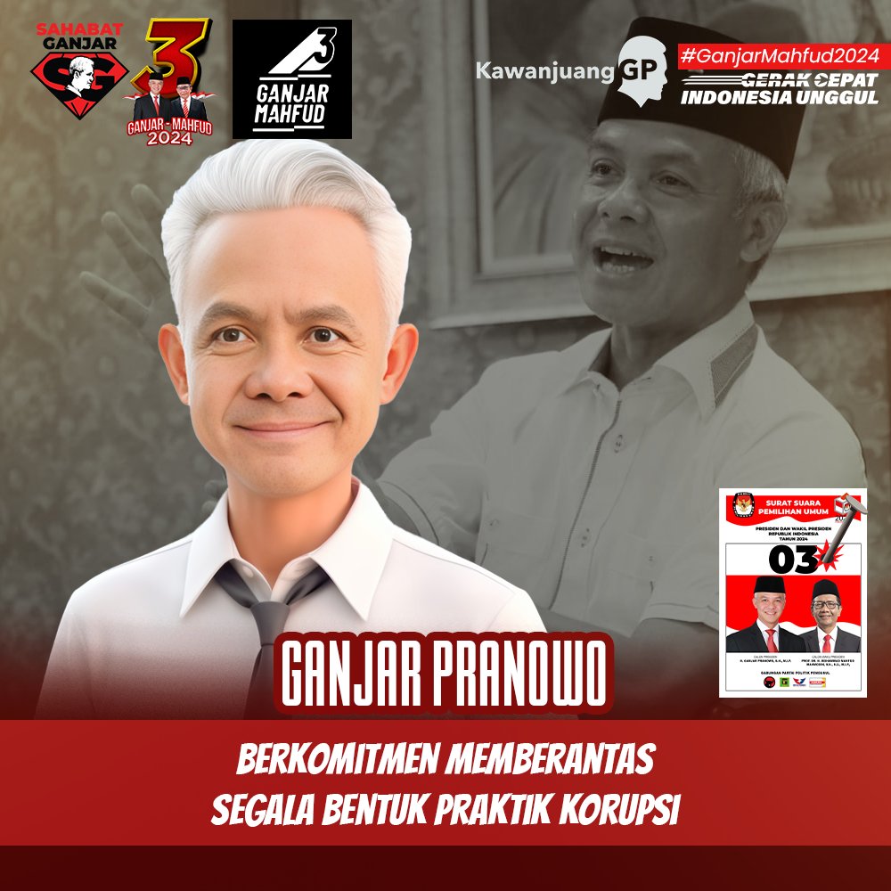KalselForGanjar's tweet photo. Berantas segala bentuk praktik korupsi

#YakinPilihGanjar #GalaxyS24 Ultra syaltout diplomasi siber THE BOYZ STRAY KIDS Fedi Nuril South Korea Korsel Angelia Rizky Rocky Gerung Tidur KARINA ON SALONDRIP NOW Yati Vladimir Putin https://t.co/NbDsV3C2xt
