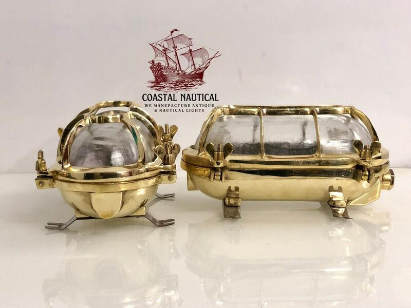 Excited to share the latest addition to my #etsy shop: Maritime Antique New Solid Brass Nautical Wall/Ceiling Marine Oval Home Light, Valentines day offers - Lot 2 etsy.me/3HO4Njq #gold #bedroom #victorian #glass #yes #clear #flushmount #midcenturylighting #ceilingfixture