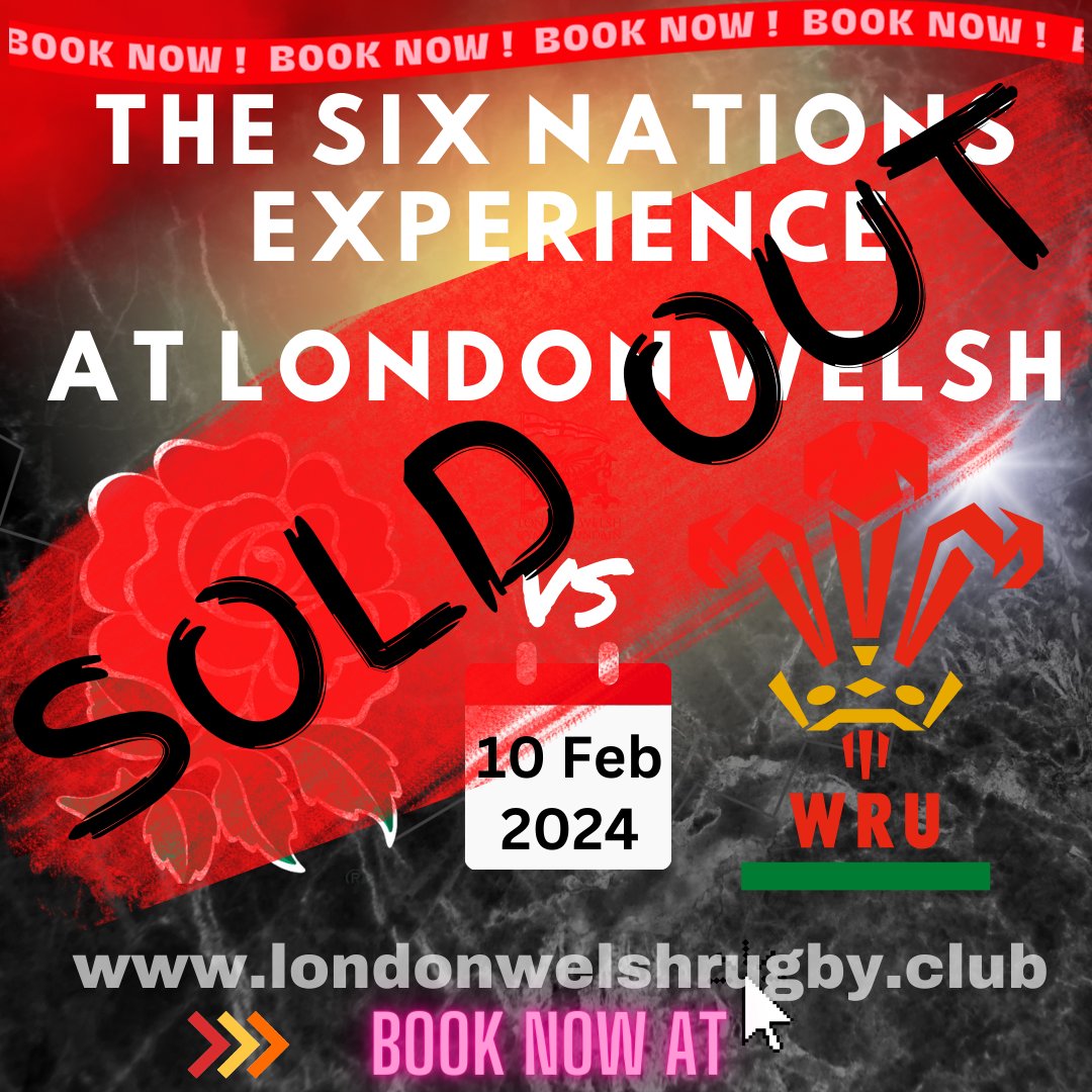 AND........they are gone! We are sold out! Now to the party! England v Wales: by London Welsh 2000 souls - one hell of day! #lwfamily #SixNations2024