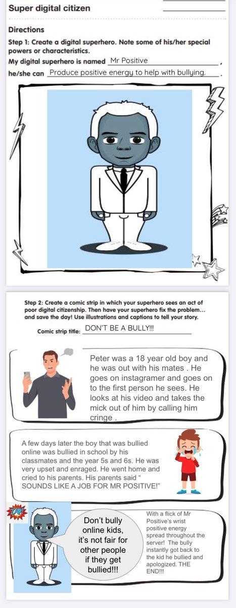 For #SaferIntenetDay Y6 have been creating “digital superheroes” 🦸 that deal with various problems online, &amp; created comic strips where their superhero character saves the day. <a href="/UK_SIC/">UK Safer Internet Centre</a> <a href="/safeinternetday/">Safer Internet Day</a> <a href="/SWGfL_Official/">SWGfL - Safe, Secure, Online</a> @EAS_Digital