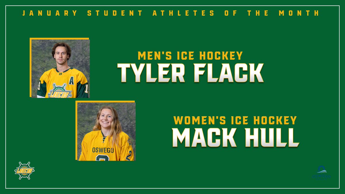OswegoAthletics's tweet image. Congratulations to Tyler Flack and Mack Hull for being named our Oswego Health student-athletes of the month! Read more about them at oswegolakers.com