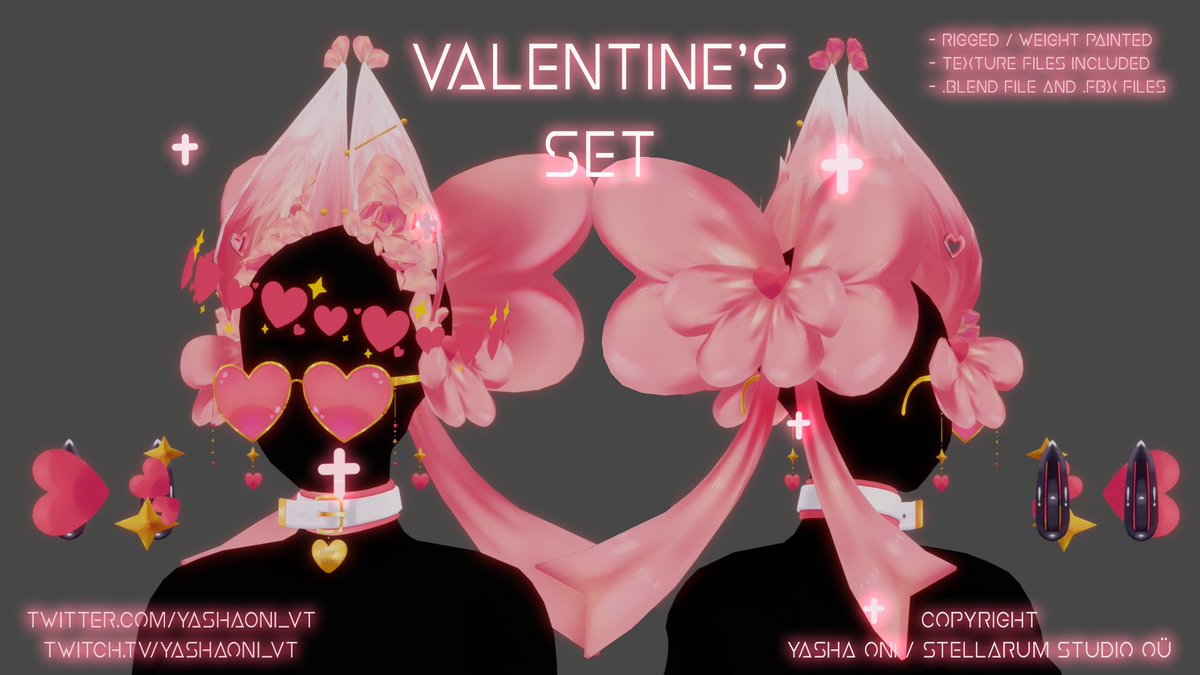 Yashawoo's tweet image. I DID IT THEYRE HERE RRAAAHHHH
My valentine's day set has been uploaded rhrrhrgrrrg its currently on booth only but i'll get it up on gumroad and CGTrader ASAP !!! MWAHWMAH !!

Link + more pictures below!
#valentinesday2024 #VtuberUprsing
