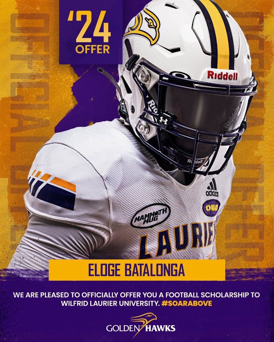 Eloge Batalonga (@elogebatalonga) on Twitter photo After a great visit and conversation with <a href="/WLUDC_RonV/">Ron VanMoerkerke</a> , I am extremely blessed and excited to announce that I’ve received an offer to play for <a href="/LaurierFootball/">Laurier Golden Hawks Football</a>!!
#GoGoldenHawks After a great visit and conversation with <a href="/WLUDC_RonV/">Ron VanMoerkerke</a> , I am extremely blessed and excited to announce that I’ve received an offer to play for <a href="/LaurierFootball/">Laurier Golden Hawks Football</a>!!
#GoGoldenHawks