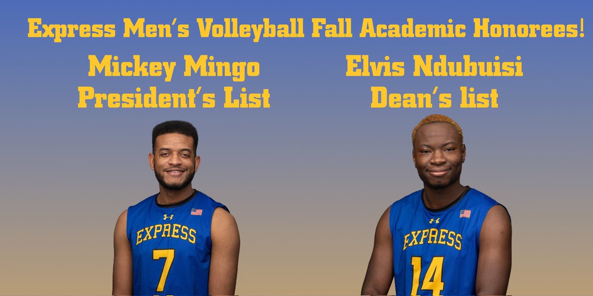 MonroeExpress's tweet photo. Our @mcexpressmvb student-athletes succeed on the court and in the classroom! Congratulations to Mickey Mingo for making the President's List and Elvis Ndubuisi for landing on the Dean's List.
#ExpressExcellence #NJCAA #NJCAAVolleyball #NJCAARegion15 #GOEXPRESS @news12bx https://t.co/Kjcc1jku0b