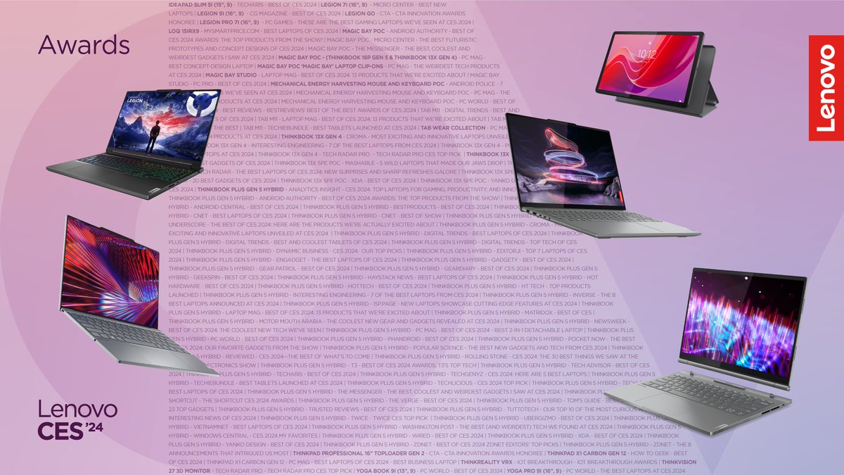 Hard to believe it's been a month since #CES2024 already. I'm incredibly proud that <a href="/Lenovo/">Lenovo</a> devices and solutions earned more than a hundred awards, including more than a few "Best of CES" nods like this one from <a href="/WIRED/">WIRED</a>: wired.com/gallery/best-o…
