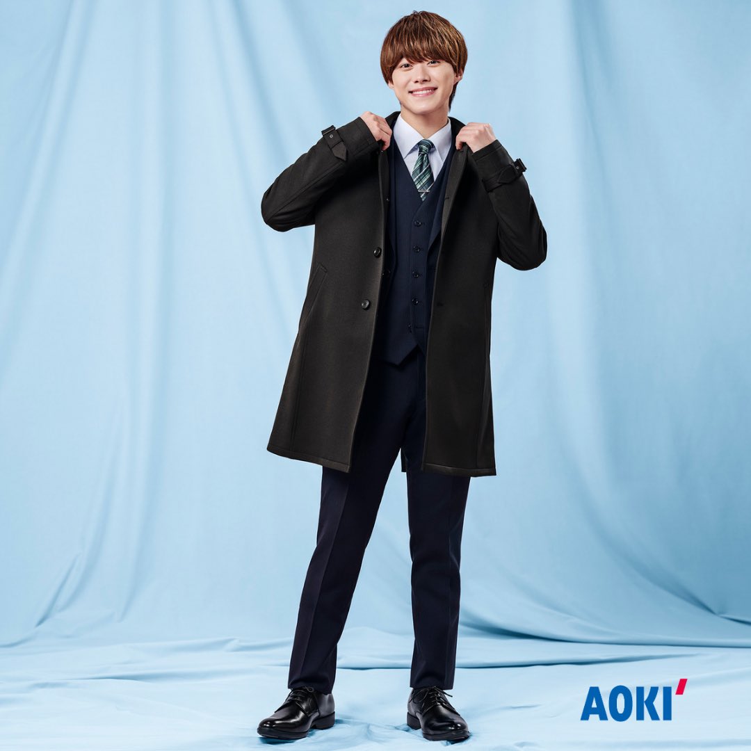 紺のストラップ スーツ 3点セット AOKI 愛する 