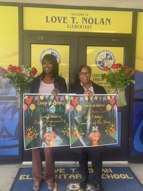 WeAreNolanOwls's tweet photo. Join us in congratulating our Teacher of the Year, Mrs. Smith, and our Support Professional of the Year, Ms. Bostic!  Thanks for helping us #GetBetterOnPurpose! @denis_deirdre @JacqueBossAA @DrEarleanaSmith @FultonCoSchools @CherisseCamp https://t.co/WVM5c8aXWu