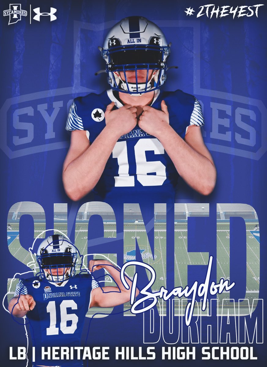 The most recent Sycamore is Heritage Hills Linebacker @BraydonDurham! Braydon was a do-it-all player for the Patriots totaling 865 yards and 12 TDs while piling up 151 tackles as a senior in 2023, earning 3A All-State honors for the second time! #FearTheForest #2THE4EST