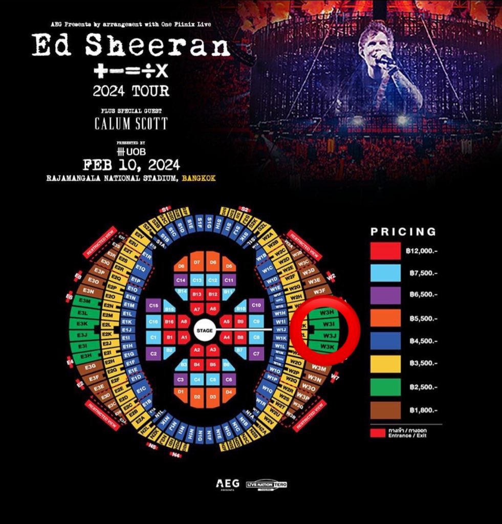 Sell Ed tickets lower than the normal price ‼️
Zone W3J, 4K for 2 tickets 😉
Grab it fast ‼️

Dm 🤍
#EdSheeranBKK #EdSheeraninBKK #TheMathematicsBKK #TheMathematicsTourBKK