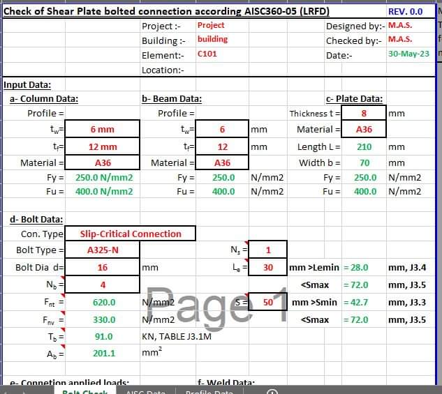 Check of Shear Plate bolted connection according AISC360-05 (LRFD)
Downloads
civilmdc.com/2023/05/30/che…