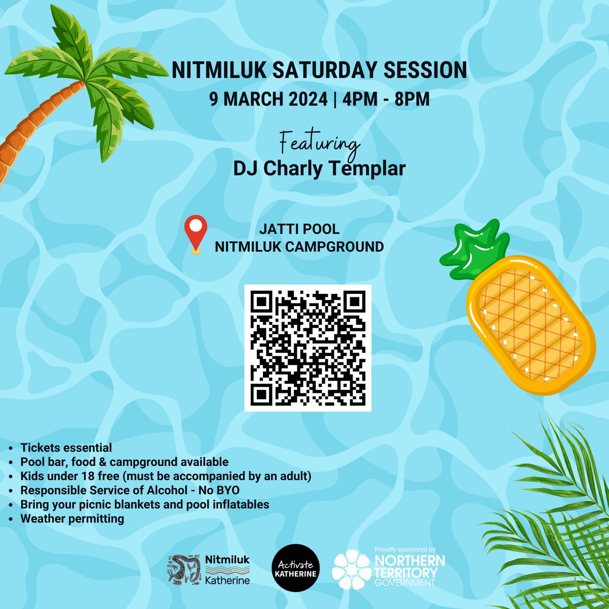 🕺🏼💃🏼 Saturday 9 March, an unmissable and exclusive event is coming at the Nitmiluk Jatti Pool!
DJ Charly Templar, Darwin based and internationally well known DJ, will accompany you on this unique evening. 🎵🍹🌴🌊
🎫 Limited tickets,  book now!
eventbrite.com/e/nitmiluk-sat…