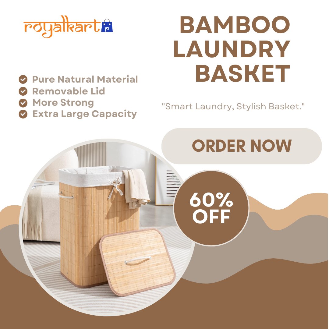Royalkart1's tweet photo. Looking for the ultimate laundry solution? 

Introducing stylish and sturdy Bamboo Laundry Basket - now at 60% OFF!

⭐ Shop Now ⭐
 Offer valid for a limited time. Click the link below to avail the offer 
https://t.co/ZLTm6eglmU

#laundrybasket #HouseholdHacks #HomeOrganization https://t.co/MELEmDMta5