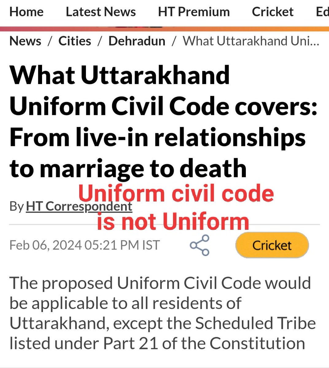 #UniformCivilCode is totally biased and NOT UNIFORM. It's against men and murder of #Article14 of Indian constitution once again. #UCCInUttarakhand says #MEN will have to face jail of up to six months and fine of ₹10,000 or both for Not registering live-in relationships. NO…