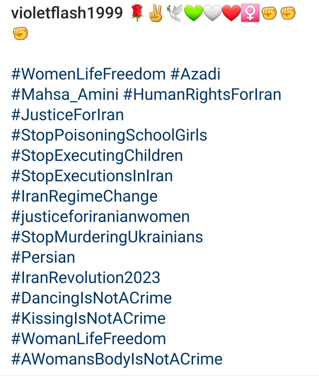 @artveins_art 
@MTavakkoli 
@IranPanoramaNew
@Azadeh_Afsahi
#HumanRights✊✊✊
#StopExecutionsInIran 
#WomenLifeFreedom #Azadi
#Mahsa_Amini #HumanRightsForIran
#JusticeForIran
#StopPoisoningSchoolGirls
#StopExecutingChildren
#StopExecutionsInIran
#StopHangingIrains…