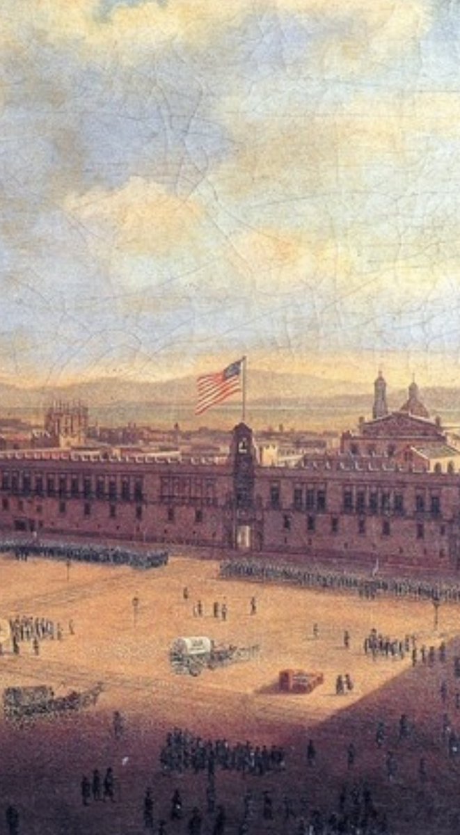 Cuauhtemoc_1521's tweet photo. UNO DE LOS MOMENTOS MÁS OBSCUROS QUE VIVIÓ MÉXICO fue el 14 de septiembre de 1847, cuando las tropas estadounidenses comandadas por el general Winfield Scott entraron en la Ciudad de México e izaron la bandera de las barras y las estrellas en Palacio Nacional. Así se vivió el 15 y 16 de septiembre de dicho año.
Valentín Gómez Farías afirmaría : “La venta infame de nuestros hermanos está ya consumada, Nuestro Gobierno, nuestros representantes, nos han cubierto de oprobio y de ignominia.” Durante la invasión, EE.UU perdería 13,768 hombres, la mayoría debido a las enfermedades. 
#México