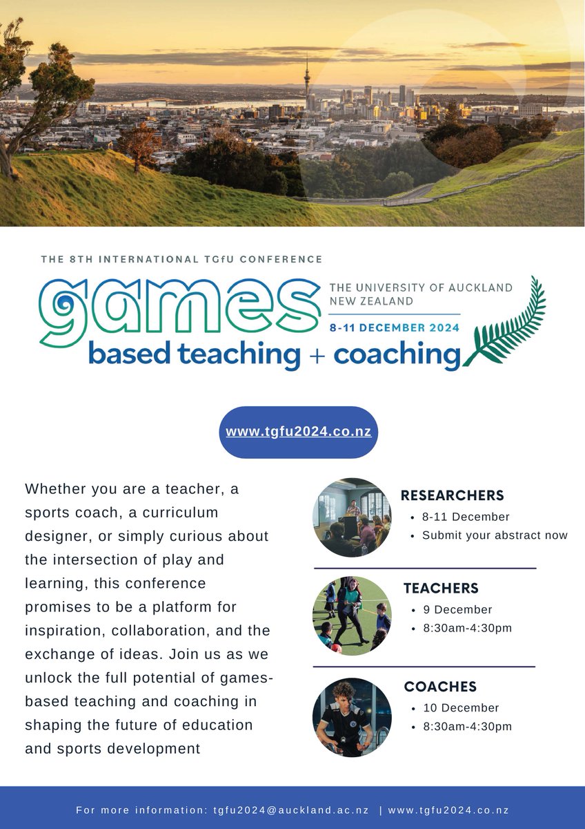 Whether you are a teacher, a sports coach, researcher, or simply curious about the intersection of play and learning, join us as we unlock the full potential of games-based teaching and coaching in shaping the future of education and sports development. tgfu2024.co.nz