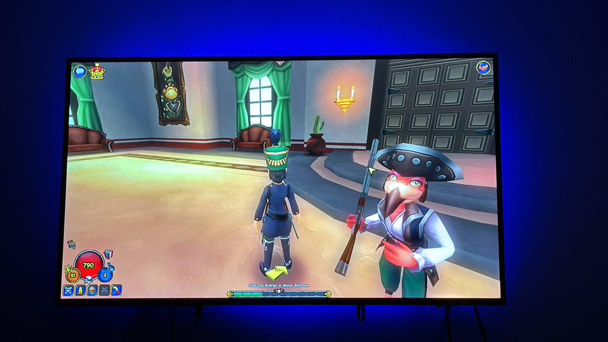 Jcentral1317's tweet photo. Got Santa Rana hat first try 😁 #pirate101 https://t.co/z99NVdDQTq