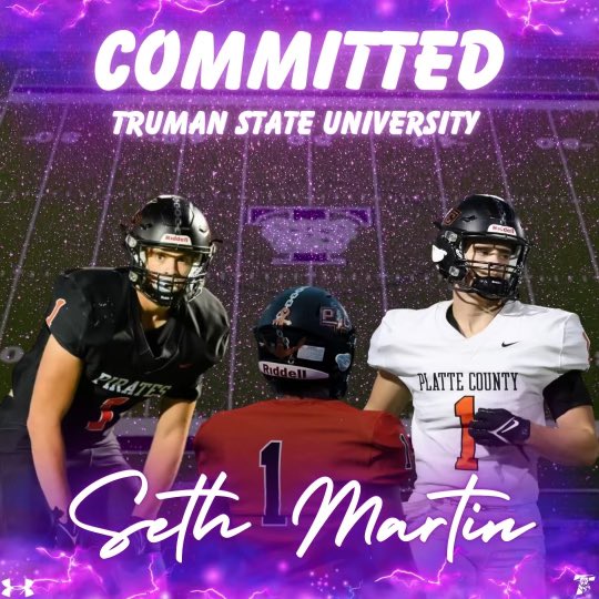 Seth Martin (@sethmartin05) on Twitter photo Excited and blessed to announce my commitment to Truman State University! All glory to God! Big thanks to my coaches <a href="/_pcpirates/">Platte County Football</a> ! Let’s get to work! <a href="/CoachKNesbitt/">Kellen Nesbitt</a> <a href="/Truman_FB/">Truman State Football</a> Excited and blessed to announce my commitment to Truman State University! All glory to God! Big thanks to my coaches <a href="/_pcpirates/">Platte County Football</a> ! Let’s get to work! <a href="/CoachKNesbitt/">Kellen Nesbitt</a> <a href="/Truman_FB/">Truman State Football</a>