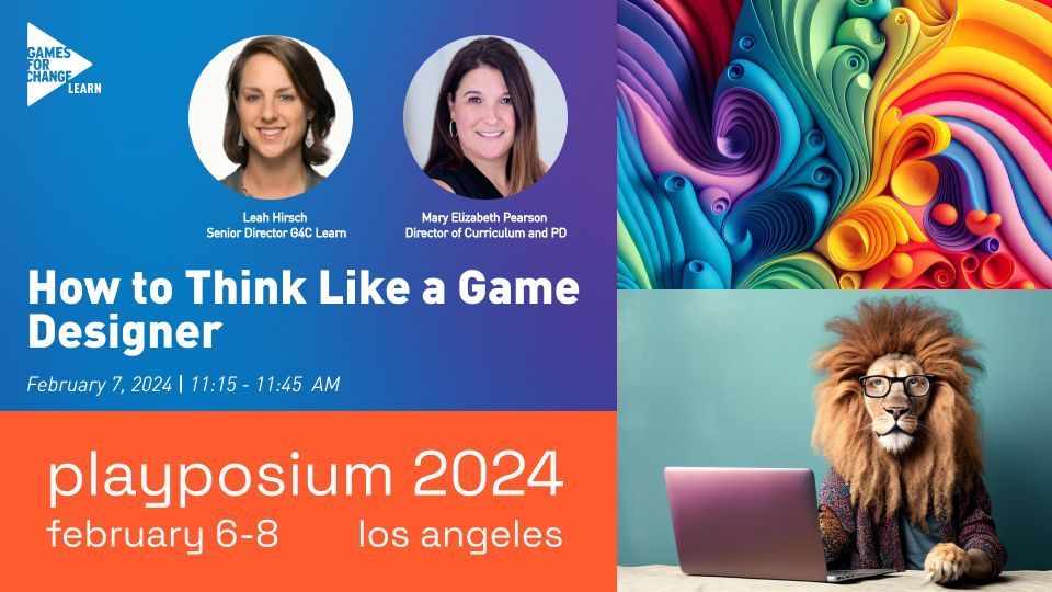 Are you at @Playposium 2024? Join us on 2/7 for 'How to Think Like a Game Designer,' at 11:15 AM ET with G4C Learn! Explore:

🎮 Game design with G4C Learn.
🌍 Engage in rapid game design modding.
👨‍🎓 Discover the #G4CStudent Challenge and more!

#Playfullearning #Learning