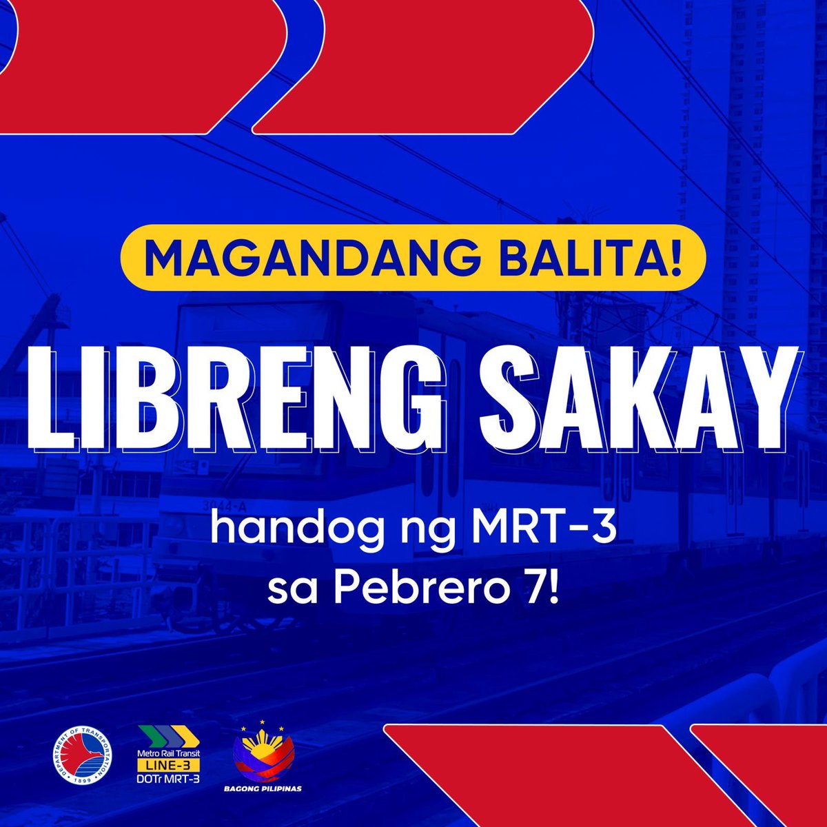 𝐌𝐀𝐆𝐀𝐍𝐃𝐀𝐍𝐆 𝐁𝐀𝐋𝐈𝐓𝐀! 𝐌𝐑𝐓-𝟑, 𝐦𝐚𝐲 𝐡𝐚𝐧𝐝𝐨𝐠 𝐧𝐚 𝐋𝐈𝐁𝐑𝐄𝐍𝐆 𝐒𝐀𝐊𝐀𝐘 𝐧𝐠𝐚𝐲𝐨𝐧𝐠 𝐚𝐫𝐚𝐰 𝐩𝐚𝐫𝐚 𝐬𝐚 𝐚𝐧𝐢𝐛𝐞𝐫𝐬𝐚𝐫𝐲𝐨 𝐧𝐠 𝐃𝐎𝐓𝐫 BASAHIN: facebook.com/share/p/rRkXb5… #DOTrPH 🇵🇭 #SulongMRT3 #BagongPilipinas #RailwaysAtYourService