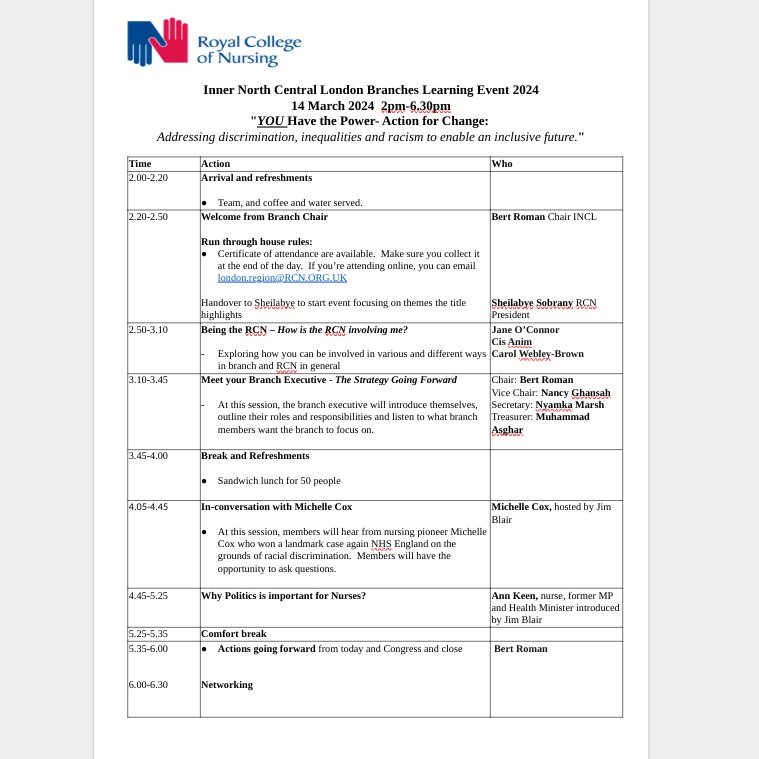 RCN INCL branch (@rcn_incl) on Twitter photo INCL Branch Learning Event
RCN Cavendish Square. Please email Elizabeth.Lumley@rcn.org.uk or Duncan.Mirams.rcn.org.uk to request a place.
Please note the sandwich lunch may be downgraded due to cost issues! INCL Branch Learning Event
RCN Cavendish Square. Please email Elizabeth.Lumley@rcn.org.uk or Duncan.Mirams.rcn.org.uk to request a place.
Please note the sandwich lunch may be downgraded due to cost issues!