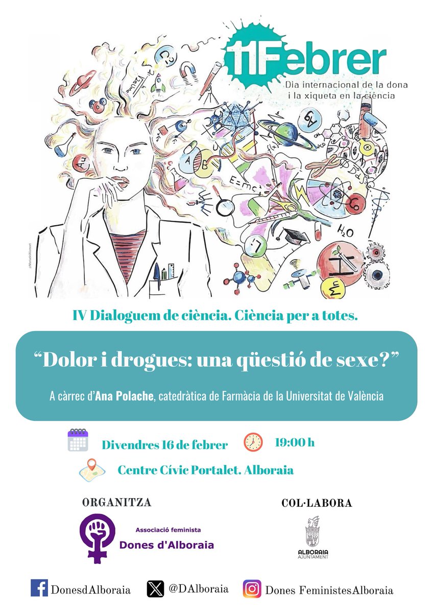 Luciahipolito2's tweet photo. Ja estem molt a prop del dia de la xiqueta i la dona en la ciència i el @doreal_lab estarà representat per la Dra. Ana Polache que donarà dades científiques de diferències de sexe en el cas de #dolor #ansietat #depresió i #adicció un problema que a més esta molt #estigmatitzat https://t.co/mHuO8xYbJo