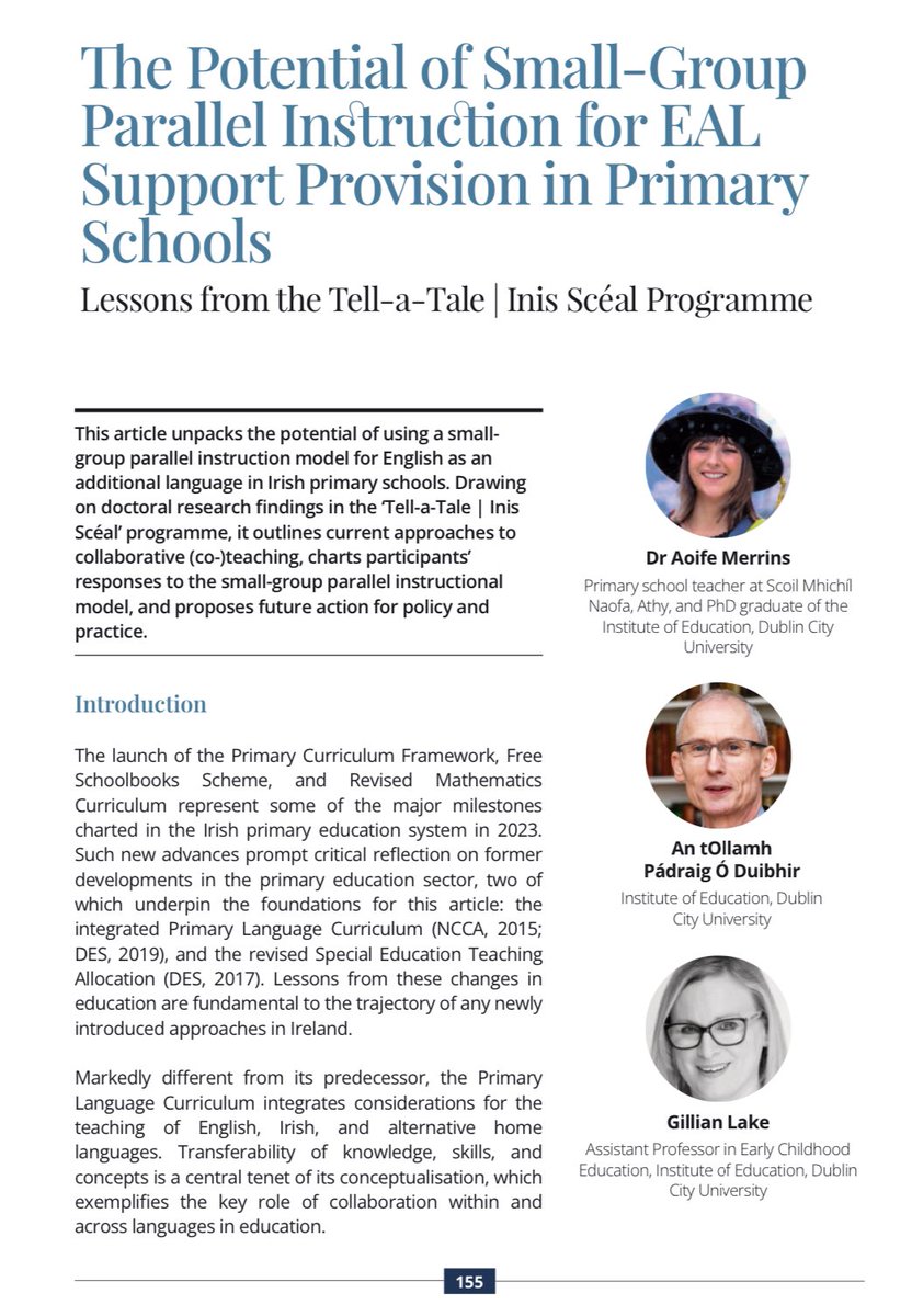 Our contribution to Ireland’s Education Yearbook 2023 outlines how @Tell_a_Sceal adopted small-group parallel teaching & how this co-teaching model might be replicated for EAL instruction in Irish primary schools. #EdChatIE @gillian_purcell @o_duibhirp irelandseducationyearbook.ie/downloads/IEYB…