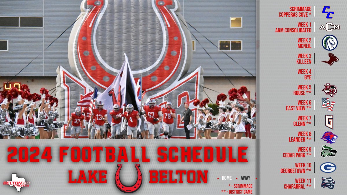 Brian Cope (@coachcope23) on Twitter photo Announcing the 2024 <a href="/LBBroncoFB/">Lake Belton HS Football</a> Schedule. 3 tough non-district matchups and then it is time for 8-5A Div 1 District Battles. Until then it is time to be ALL IN!!!!!! Announcing the 2024 <a href="/LBBroncoFB/">Lake Belton HS Football</a> Schedule. 3 tough non-district matchups and then it is time for 8-5A Div 1 District Battles. Until then it is time to be ALL IN!!!!!!