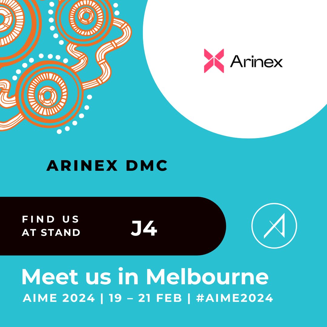 Arinex DMC & Incentives Team is exhibiting at #AIME2024. Be part of the experience at Melbourne Convention & Exhibition Centre from 19-21 February 2024. Come join us at Asia Pacific's leading event for the business events industry.