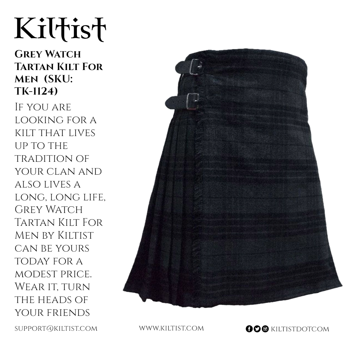 KiltistDotCom's tweet photo. If you are looking for a kilt that lives up to the tradition of your clan and also lives a long, long life, Grey Watch Tartan Kilt For Men , can be yours today at a modest price. Click the link below to order on our website;
https://t.co/jhHu7VEPZ5
#GreyWatchTartan #Kiltist https://t.co/2h7OY3h7FJ