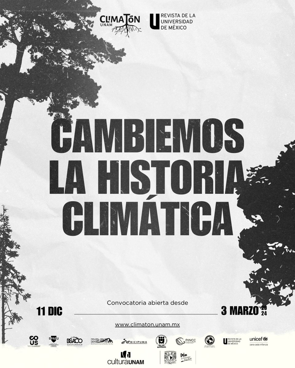 Aún estás a tiempo para escribir una nueva página en la historia climática. 🌍

Reúne a tu equipo ¡y participa en la cuarta edición del Climatón UNAM! 

#Climaton #CuartaEdición #Sostenibilidad #ClimatonUNAM2024 #ODS #CambioClimatico