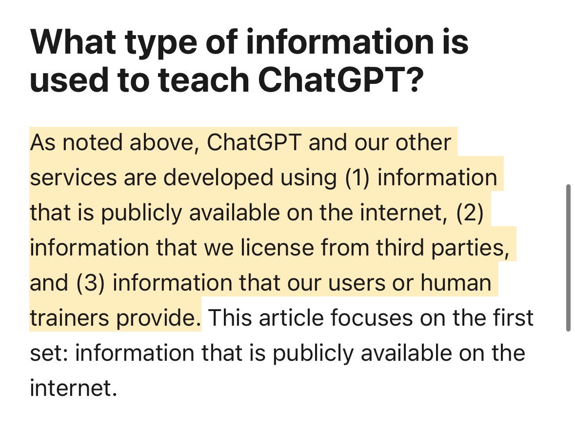 Not enough people realize that #chatgpt is possible only because of the existence of open information - a legacy from web1 when the internet was still permissionless. To fuel models of the next generation, we need more #openinformation