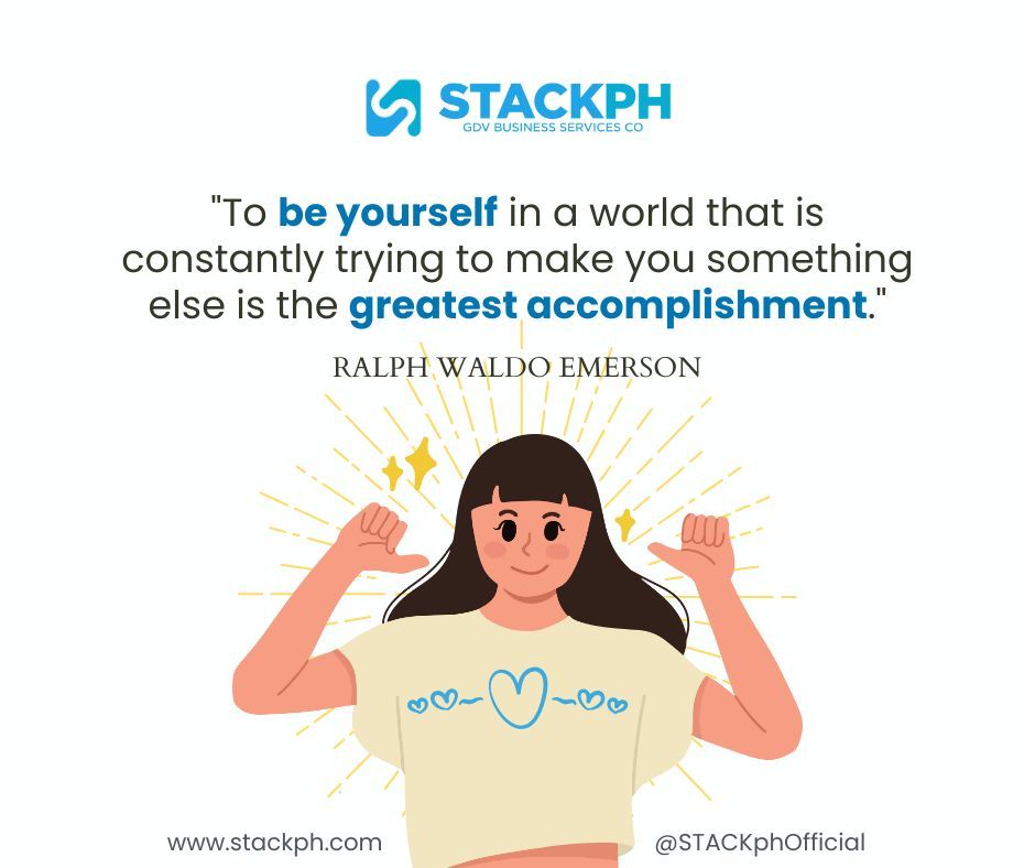 STACKphOfficial's tweet photo. This quote by Ralph Waldo Emerson holds a lot of truth. In a society that often tries to mold us into a certain image or way of being, it can be challenging to remain true to ourselves. 

#STACKph2023 #Jobs #hiring #WednesdayWisdom https://t.co/EHMbzxAQvs
