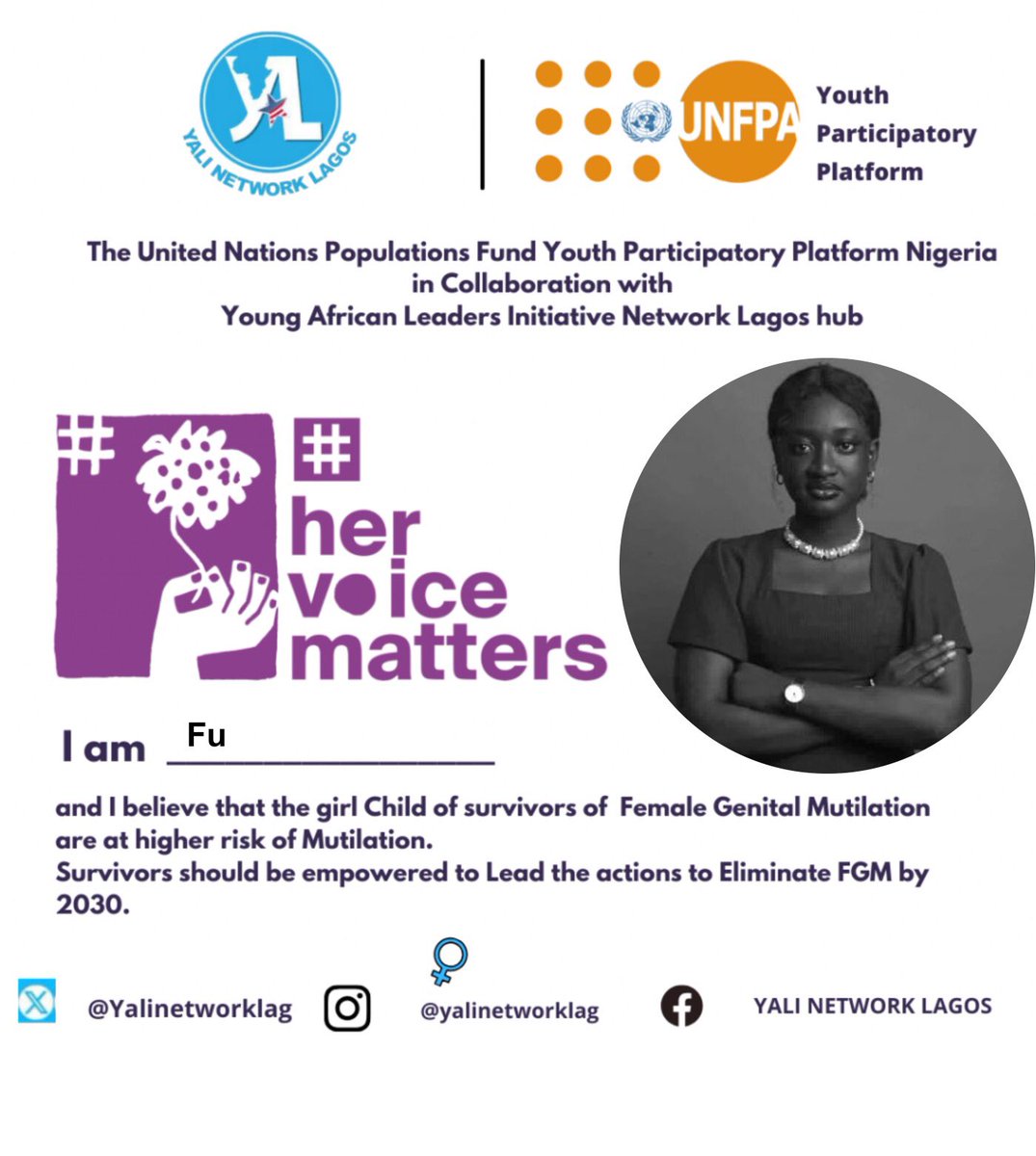 *Today 6th of February is the Commemoration of International Day of Zero Tolerance to Female Genital Mutilation.*

@unfpayppnigeria @yalinetworklag)

#hervoicematters #yalinetworklagos #unfpayppNG