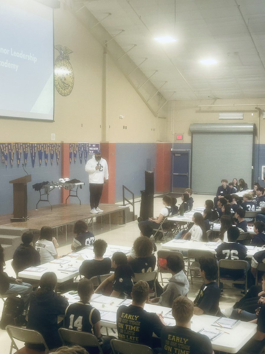 Thank you Coach Mackey for inspiring and LEADING our Student Athletes today! “Leadership is a skill set developed over time” #LoveNavyLiveGold @MackeySpeaks