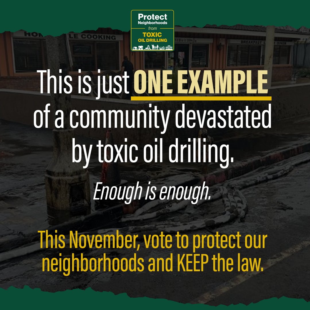 cleanhealthyCA's tweet photo. This is just one example of a community that continues to be devastated by the effects of toxic drilling. We need to get oil drilling out of our neighborhoods and KEEP the law this November to prevent any more incidents like this https://t.co/KkF5ctlUDI