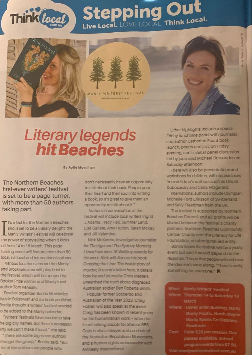 Thanks @pen_living for featuring our first #Manly Writers’ Festival. #writers #books #literarylife #beachandbeyond 📚🏄‍♂️🌊🏄‍♀️☕️🕶️