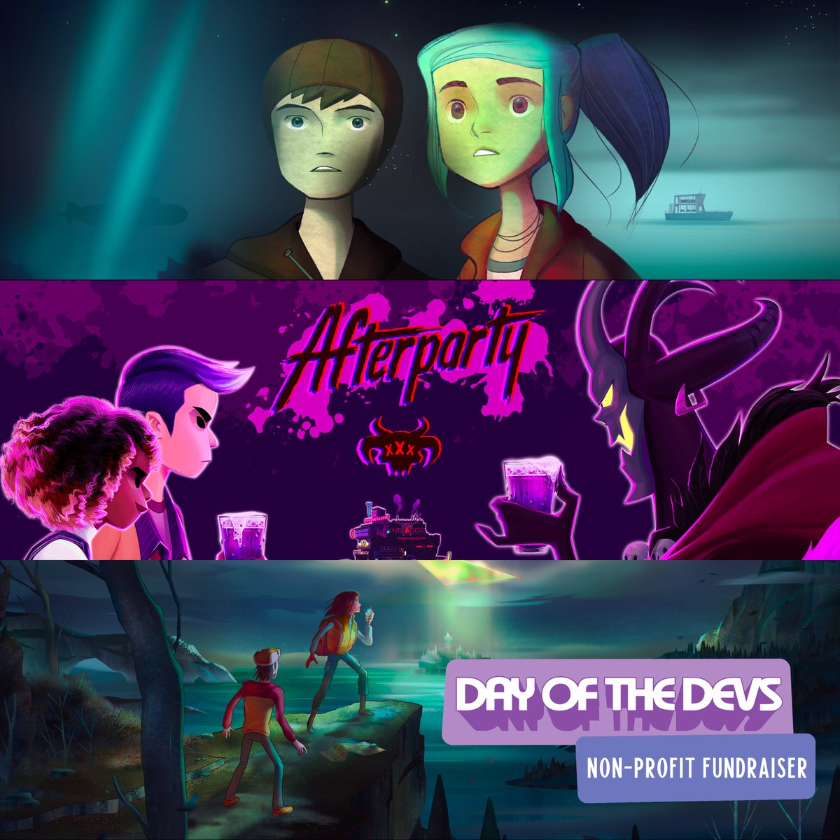 Night School Studio (@nightschoolers) on Twitter photo We're stoked to be supporting <a href="/dayofthedevs/">Day of the Devs</a>'s fundraiser! If you donate $100, you'll get access to a huge pack of top tier Steam games, including: OXENFREE, OXENFREE II: Lost Signals, and Afterparty! 🔥
You can donate today here: dayofthedevs.com We're stoked to be supporting <a href="/dayofthedevs/">Day of the Devs</a>'s fundraiser! If you donate $100, you'll get access to a huge pack of top tier Steam games, including: OXENFREE, OXENFREE II: Lost Signals, and Afterparty! 🔥
You can donate today here: dayofthedevs.com