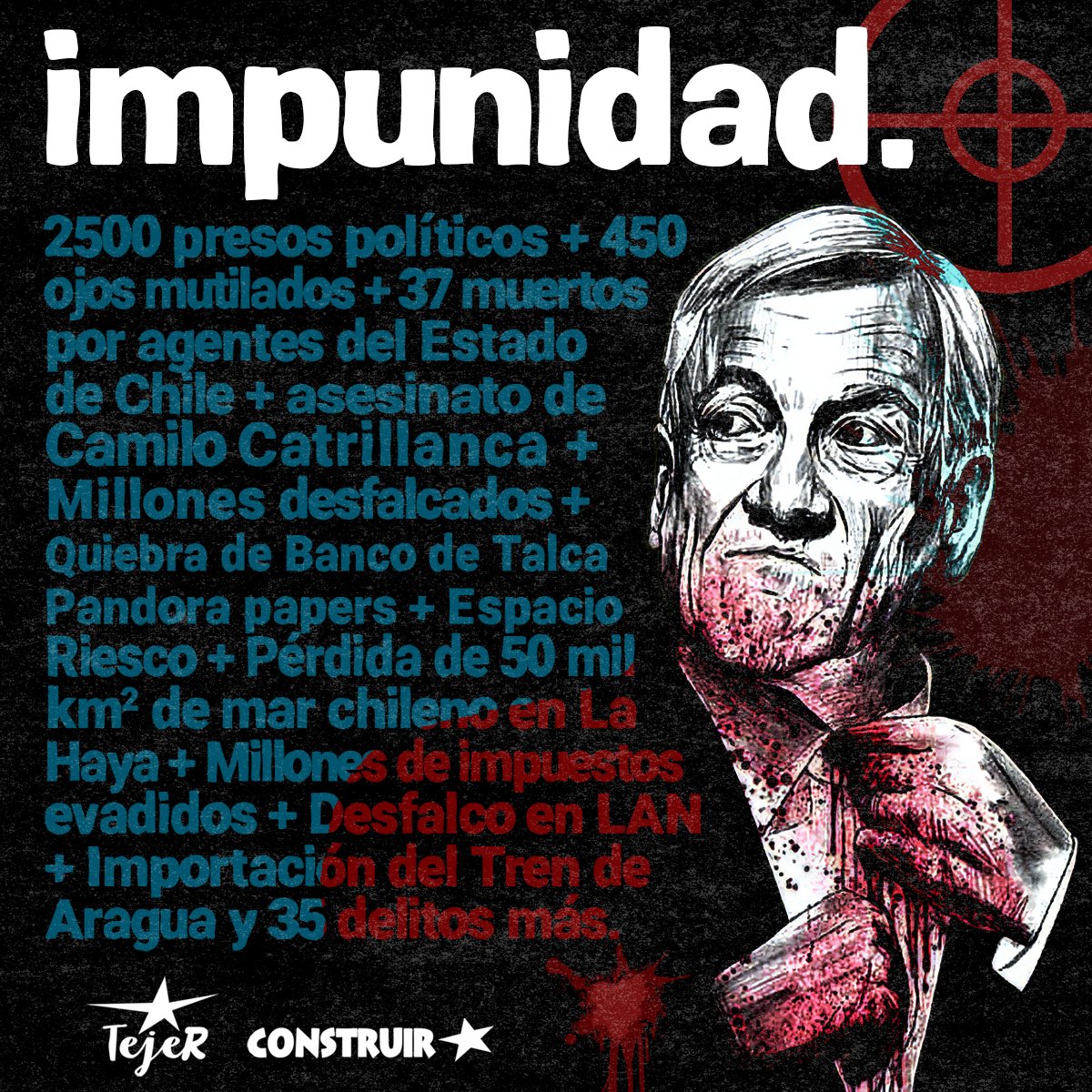 Piñera se fue haciendo 'perro muerto', en la total impunidad. No olvidamos, no perdonamos, y no caemos en el chantaje del 'rito Republicano' de rendir honores a toda autoridad. #piñera #piñeravioladorddhh