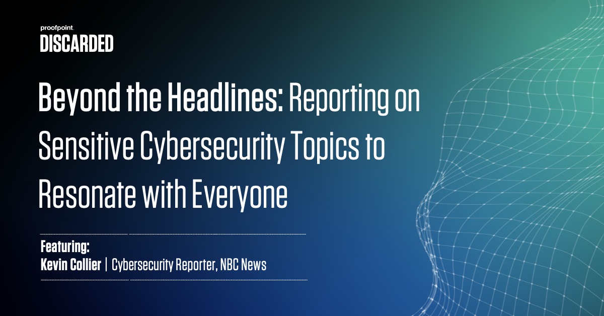 threatinsight's tweet photo. Just dropped 🚨 A new @Proofpoint DISCARDED #podcast episode featuring special guest @kevincollier, NBC's first and only dedicated cyber reporter.

Listen as Kevin shares the ins and outs of covering #cybersecurity stories for a mainstream audience.

🎧: https://t.co/uiuC9PUMSK https://t.co/JDUUv36a7d