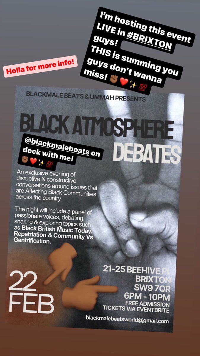 CLENCHA™ (@clencha) on Twitter photo **LIVE COMMUNITY GIVE BACK EVENT**
I’m hosting with debates and discussions taking place on Thursday 22nd Feb in #Brixton 
Grab your FREE TICKET here: shorturl.at/ijNP7 #London **LIVE COMMUNITY GIVE BACK EVENT**
I’m hosting with debates and discussions taking place on Thursday 22nd Feb in #Brixton 
Grab your FREE TICKET here: shorturl.at/ijNP7 #London