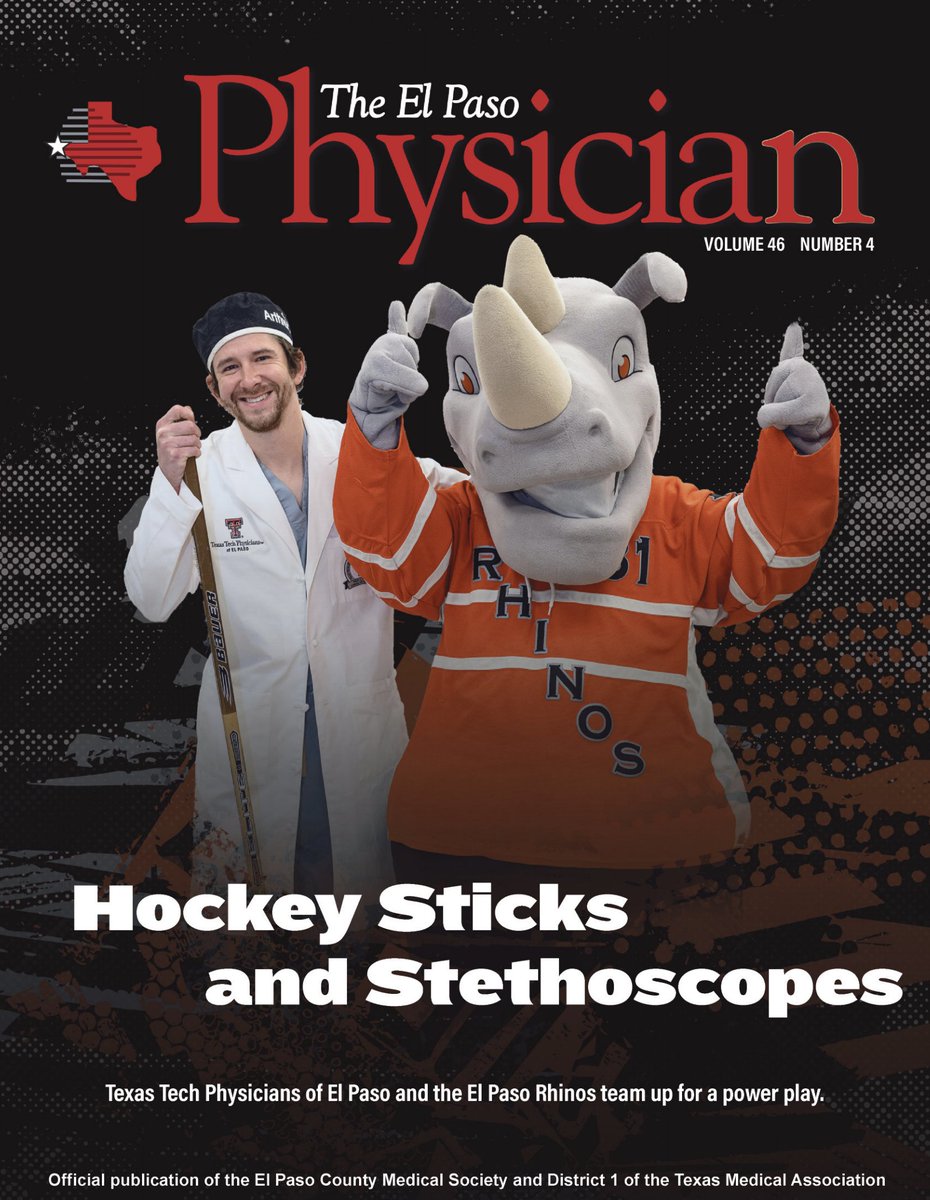 Great to see Dr. Evan Corning @TTUHSCEP Sports Surgeon features on El Paso Physician magazine with the El Paso Rhinos!