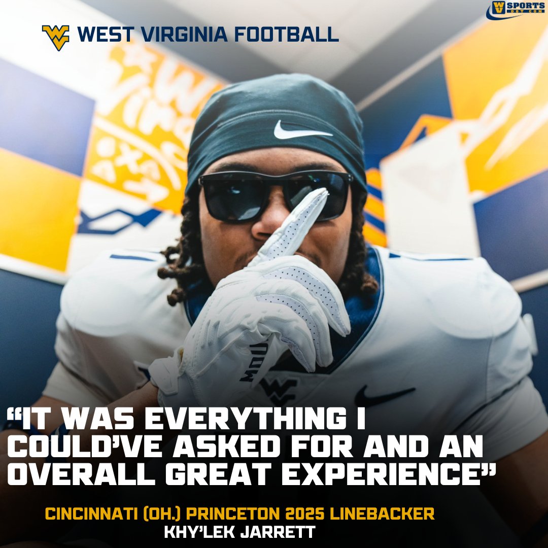 Link: bit.ly/3OxCjy6 

Cincinnati (Oh.) Princeton 2025 linebacker Khy’lek Jarrett saw a lot to like during his trip to #WVU.  <a href="/khylekk/">khy’lek jarrett</a> #HailWV
